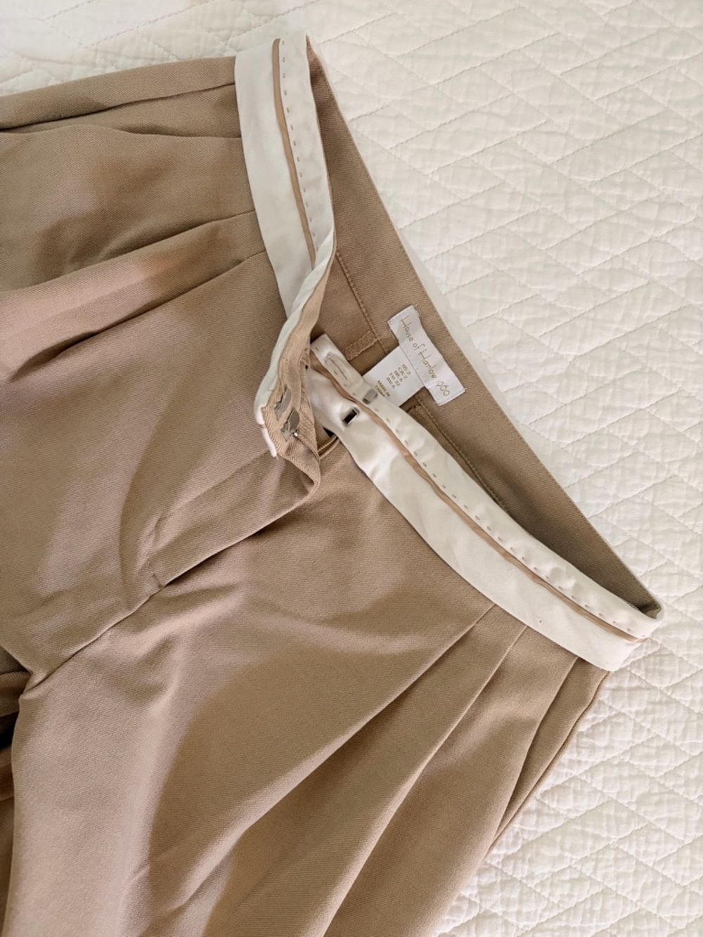 House of Harlow 1960 Wide Leg Pants in Taupe with Cream Trim